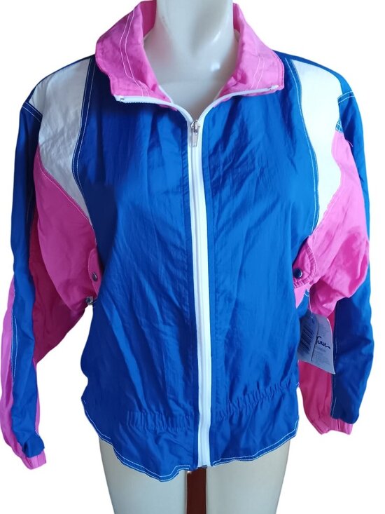 Vintage Women's Track Suit 1980's Windbreaker Jacket Pants Set Parachute Nylon - Picture 1 of 8